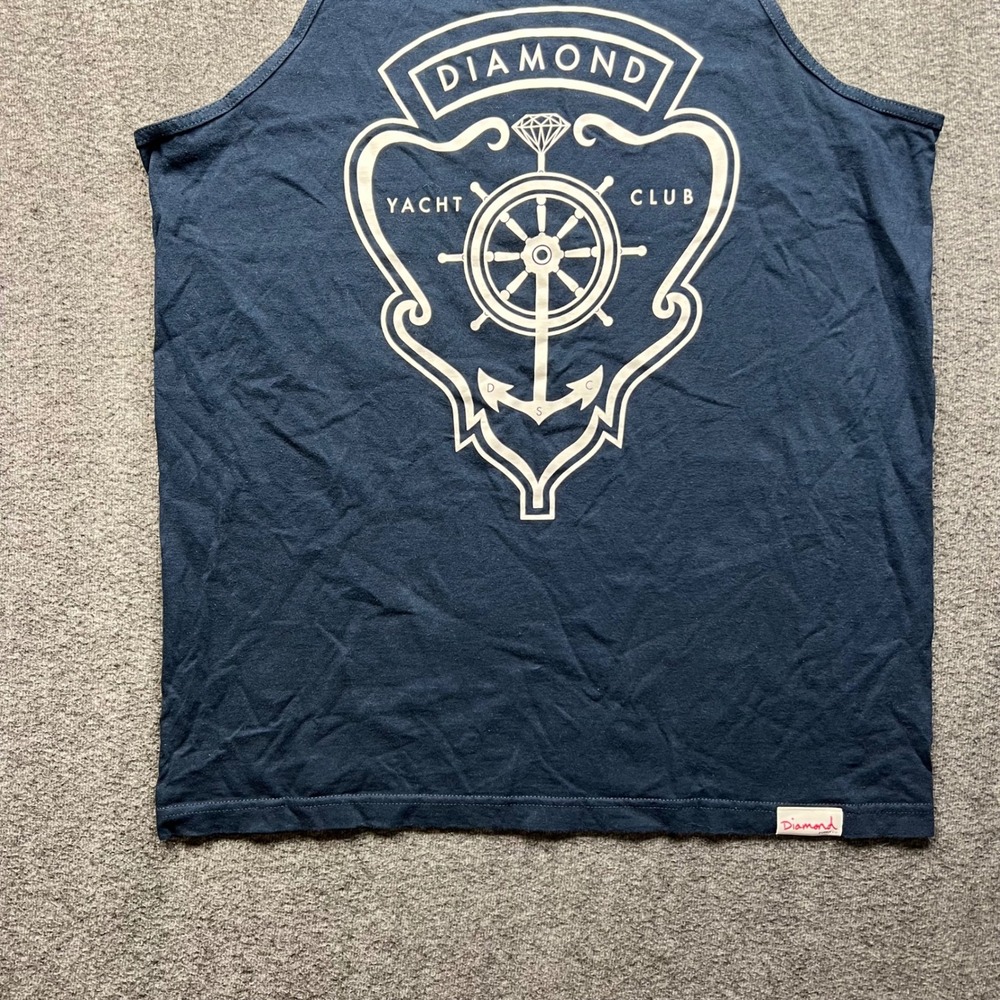 Diamond Supply Co Tank Top Mens XL Navy Blue Yacht Club Anchor Graphic Shirt